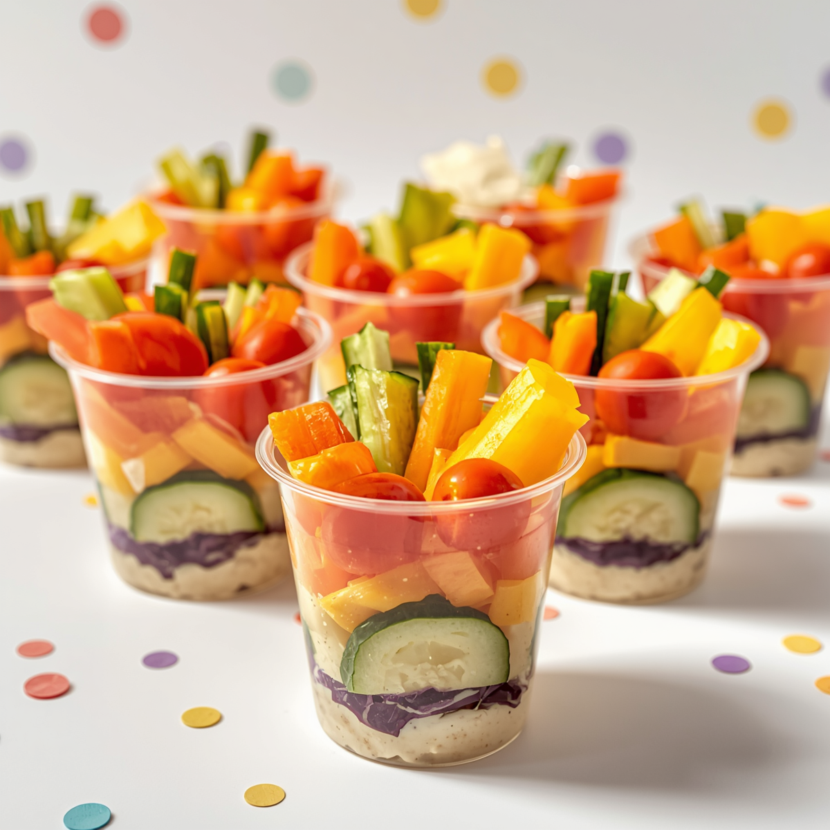 Rainbow Cups with Hummus